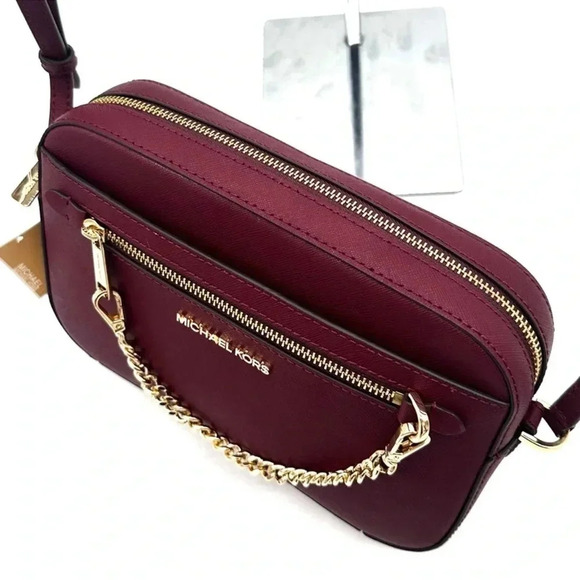 MICHAEL KORS LARGE EW ZIP CHAIN CROSSBODY BAG DARK CHERRY - Picture 8 of 11